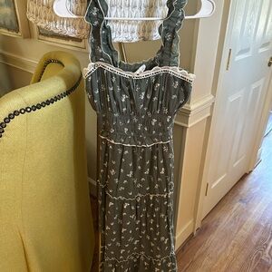 Floral Embroidered Smocked Dress